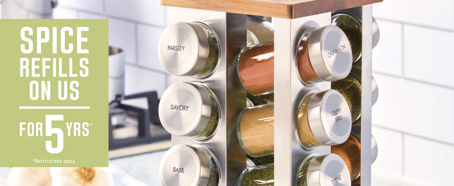 Kamenstein Revolving Spice Rack on kitchen countertop