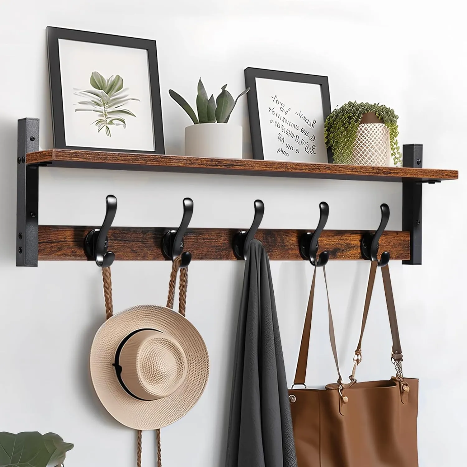 entryway wall hooks mounted on wall for organizing coats, bags, and accessories