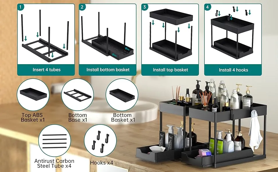 DEKAVA bathroom organizer in use – MyLivon under-sink setup