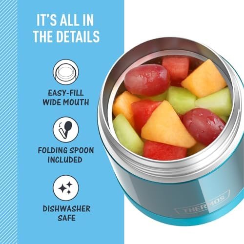 THERMOS FUNTAINER food jar open showing stainless steel interior