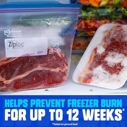 Gallon freezer storage bags organized in freezer by MyLivon