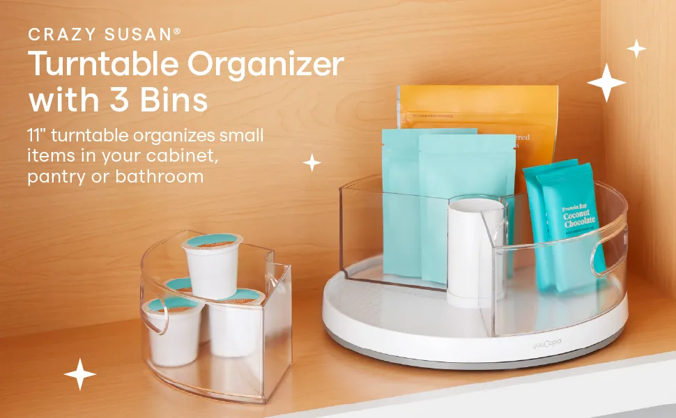 turntable organizer inside kitchen cabinet with spice jars – Mylivon
