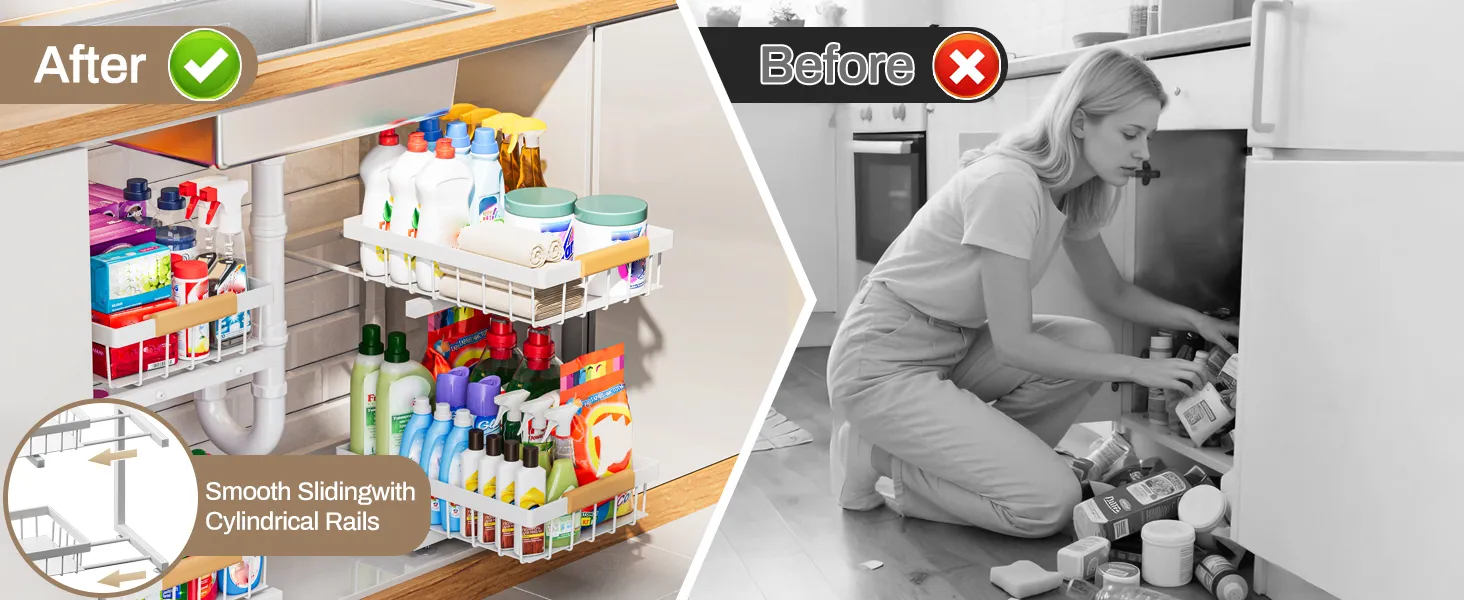 ADBIU under sink organizer in use – MyLivon cabinet setup