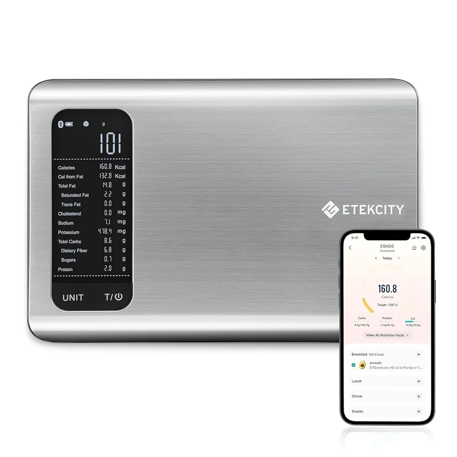 Etekcity digital kitchen scale with nutritional calculator stainless steel