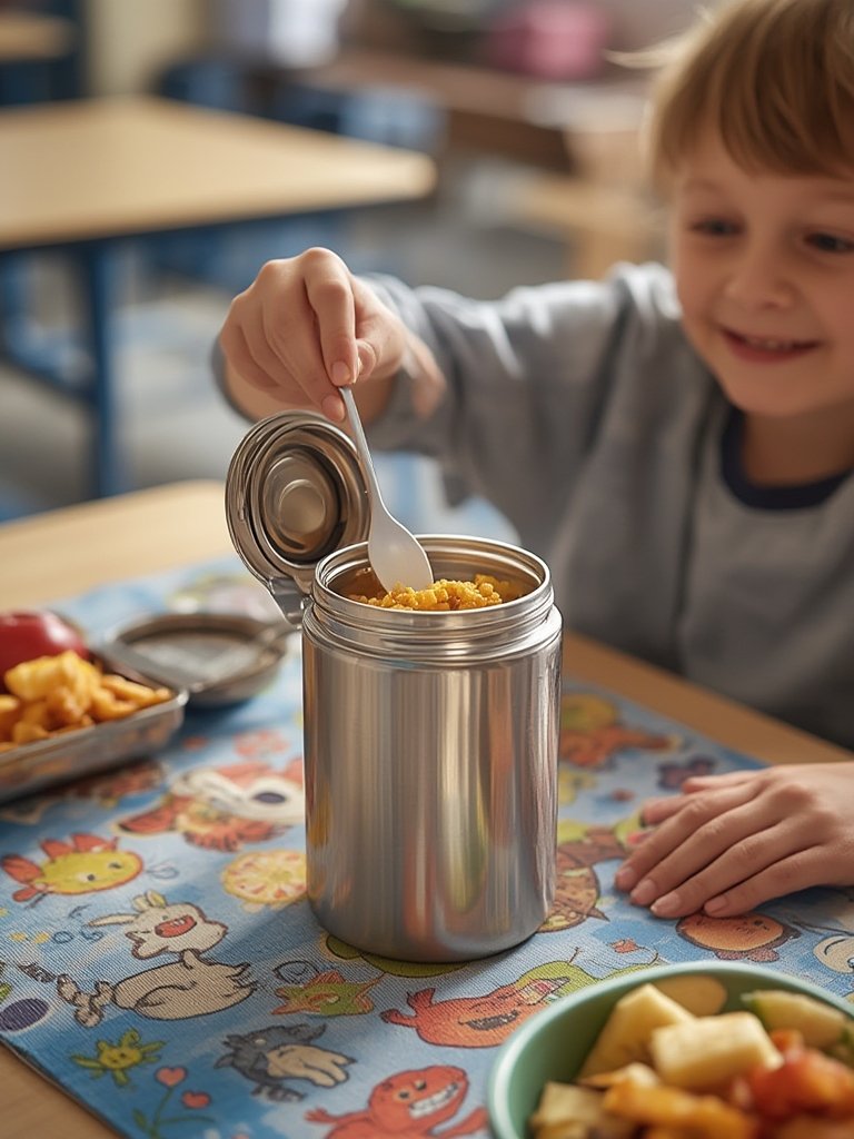 kids thermos in action