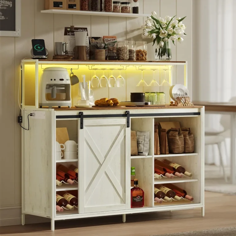 VASAGLE cabinet built in power outlet coffee station