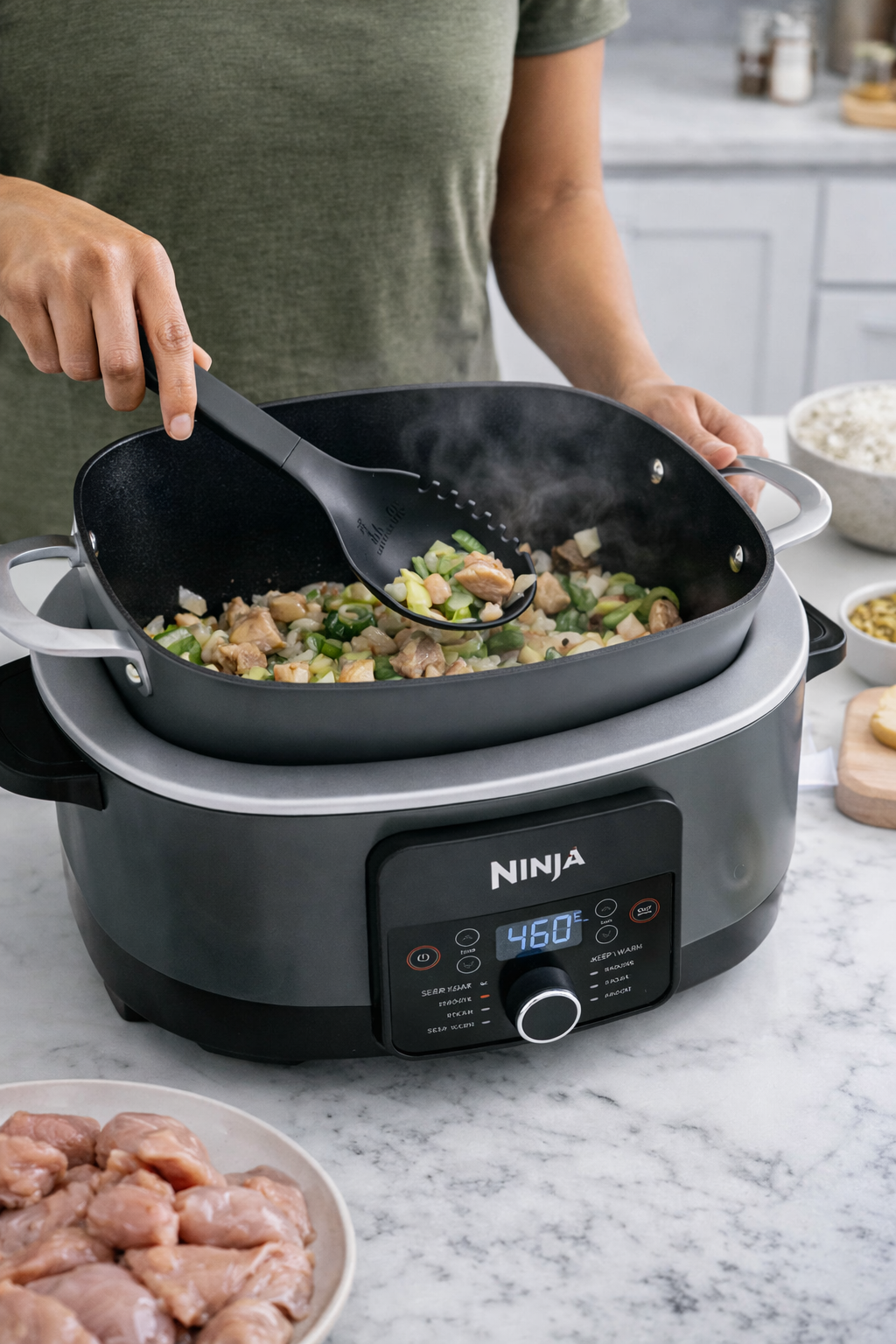 multi cooker in action