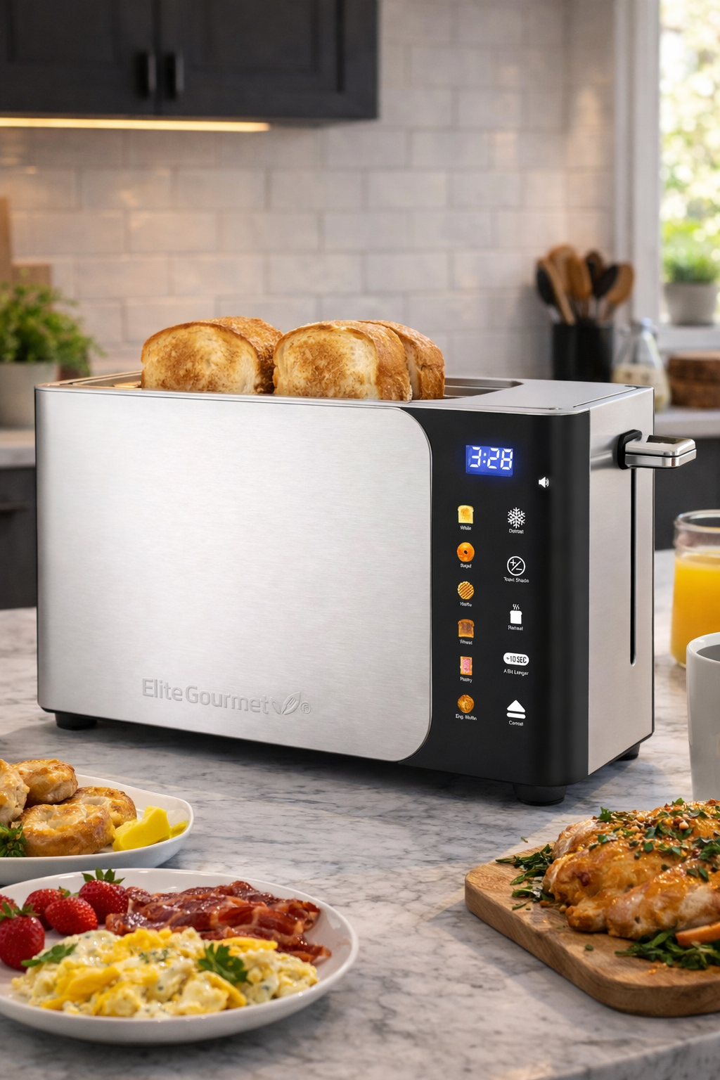 digital toaster in action