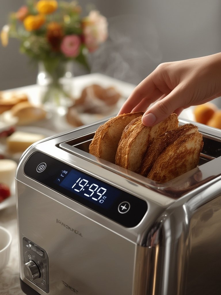 digital toaster in action