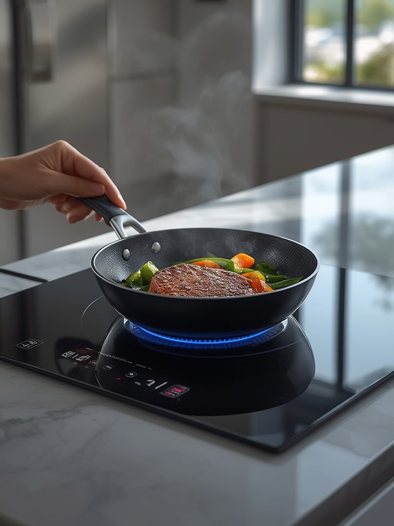 induction cooktop in action